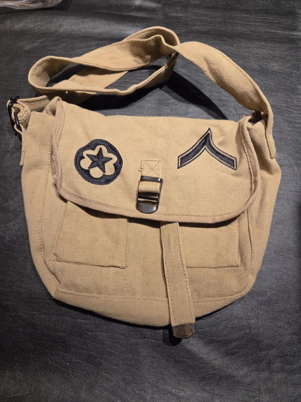 Canvas Crossbody Messenger Bag in Tan